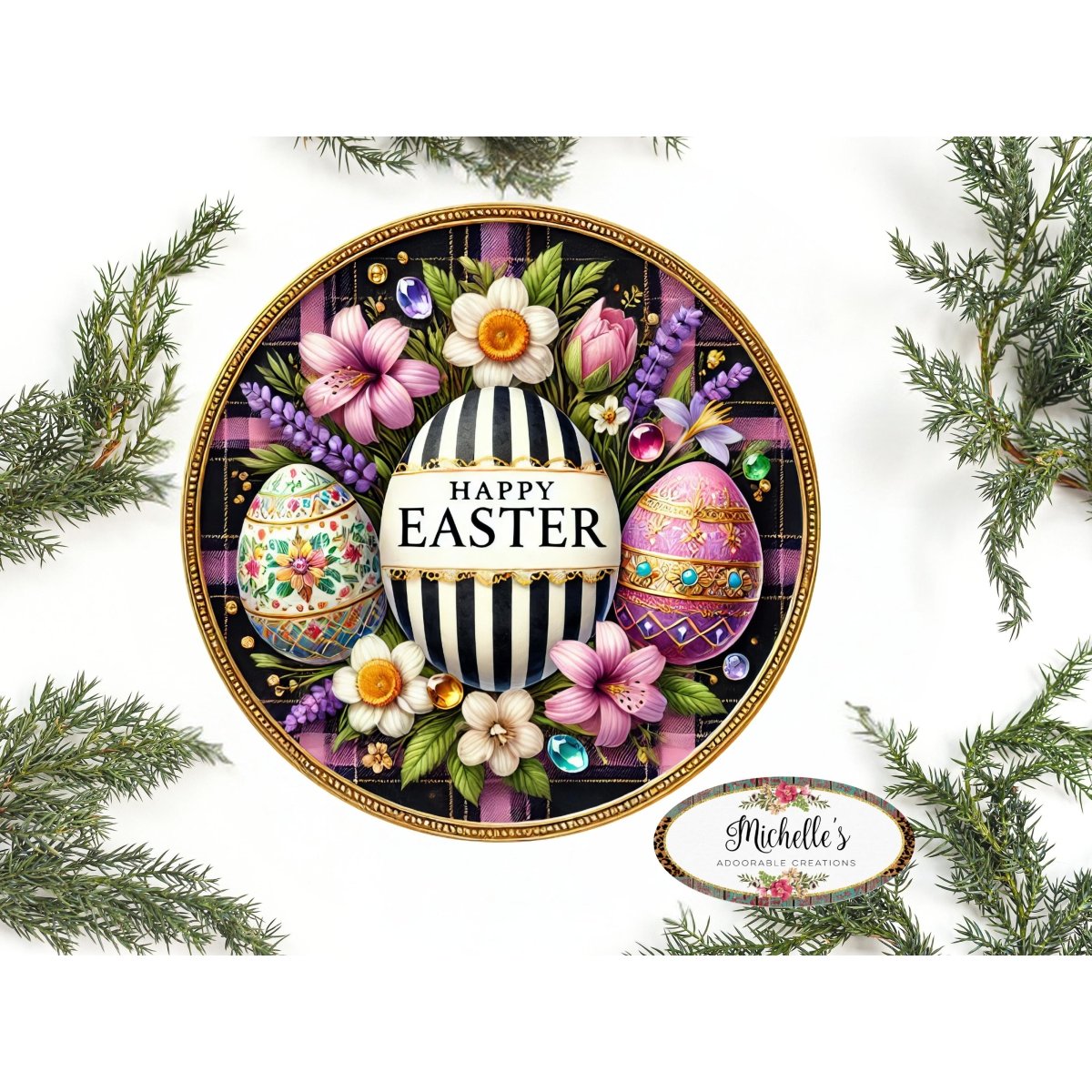 Shop For Happy Easter Black White Egg Metal Sign