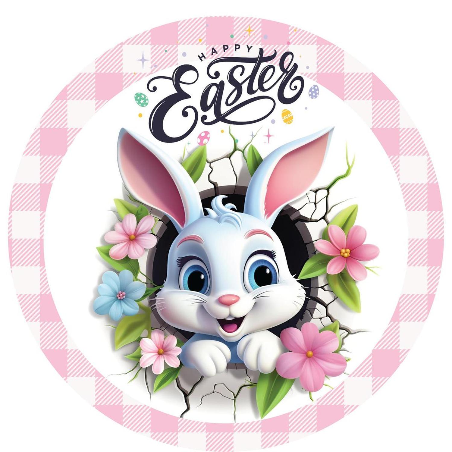 Happy Easter Faux 2D Bunny Sign