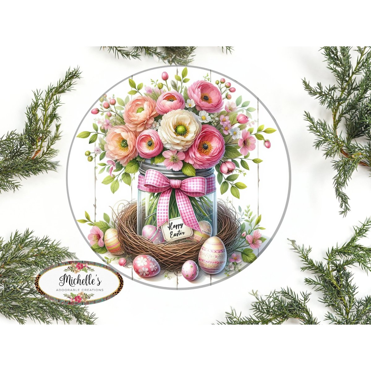 Shop For Happy Easter Floral Mason Jar Metal Sign