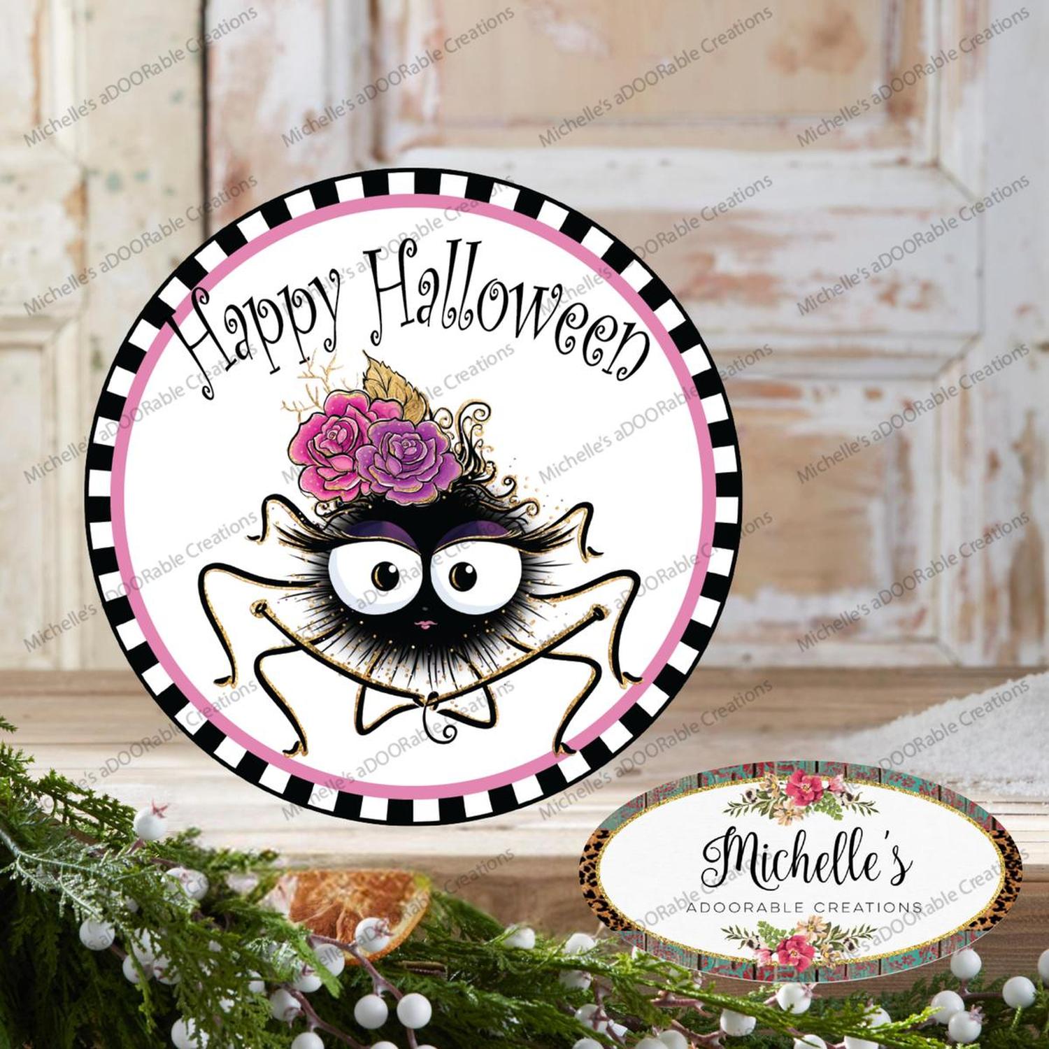 Happy Halloween Cute Spider Sign