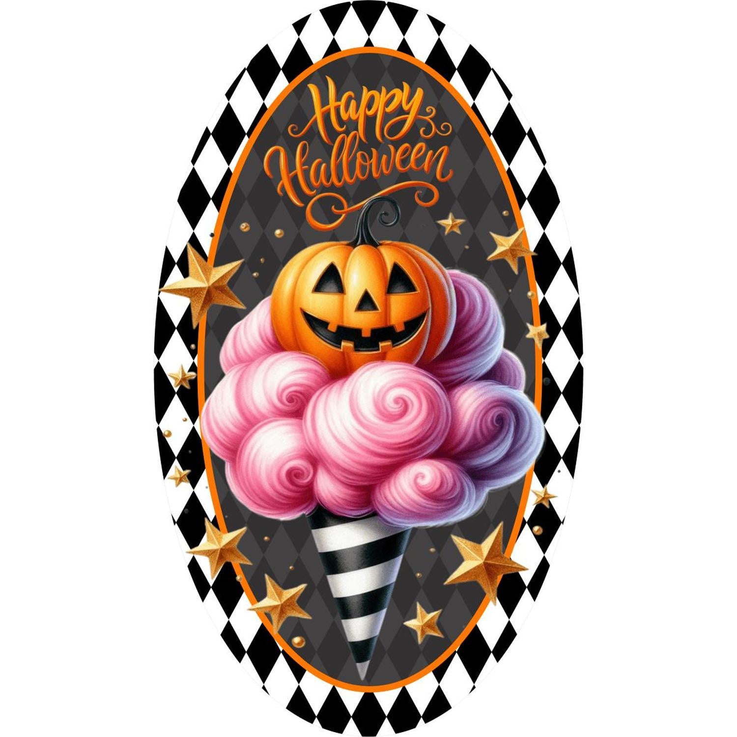 Happy Halloween Ice Cream Cone Oval Sign