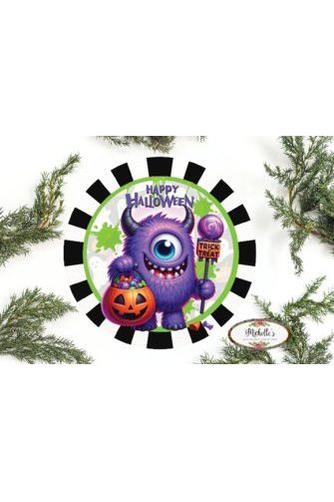 Shop For Happy Halloween Purple Monster Sign at Michelle's aDOORable Creations