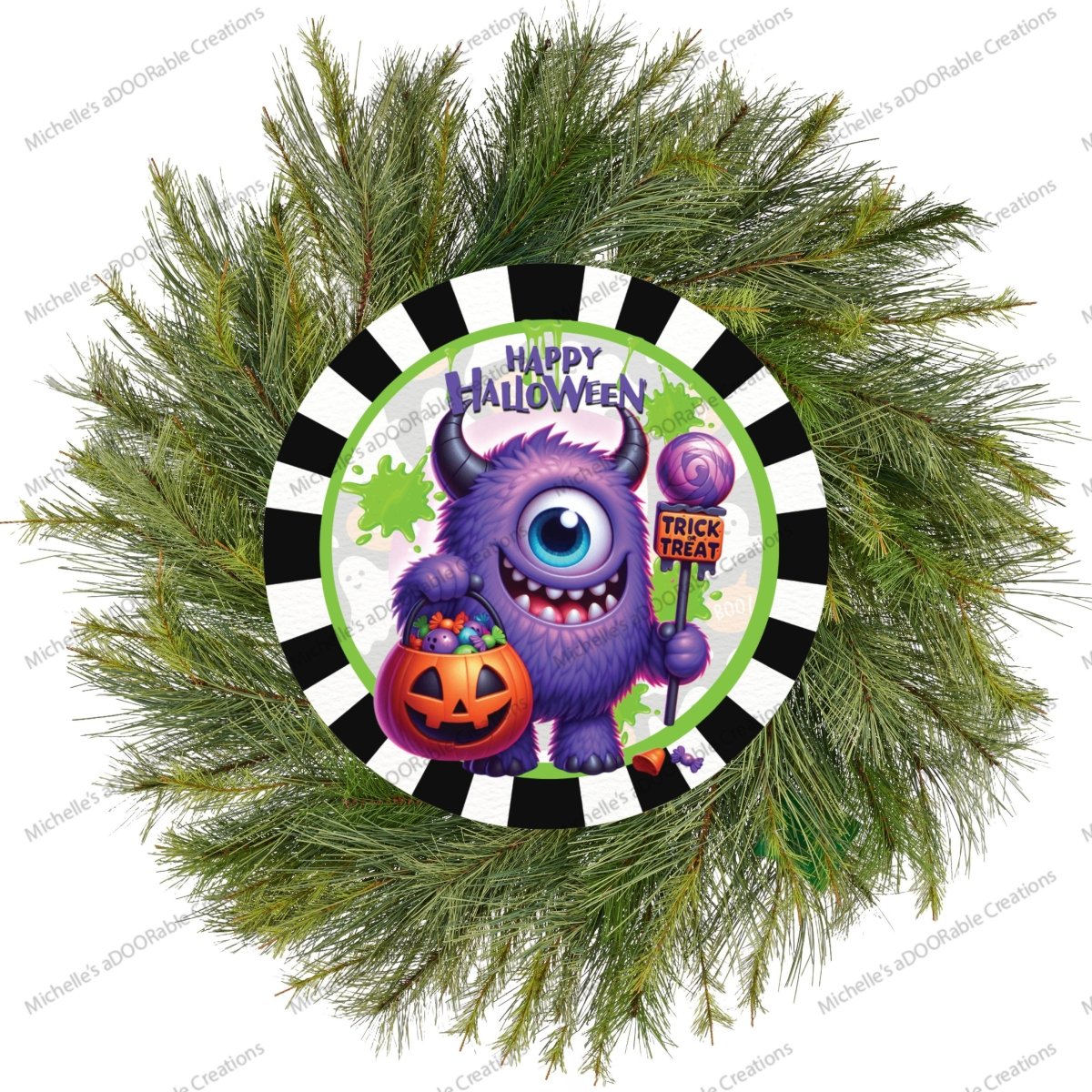 Shop For Happy Halloween Purple Monster Sign