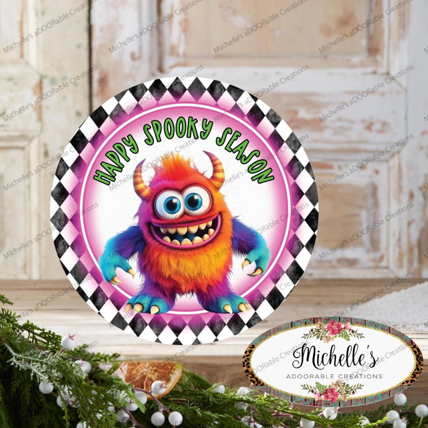 Shop For Happy Spooky Season Orange Monster Sign