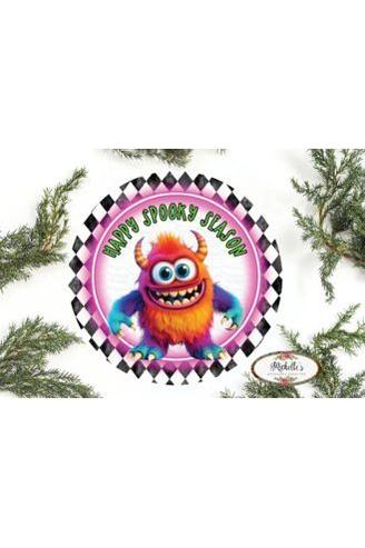 Shop For Happy Spooky Season Orange Monster Sign at Michelle's aDOORable Creations