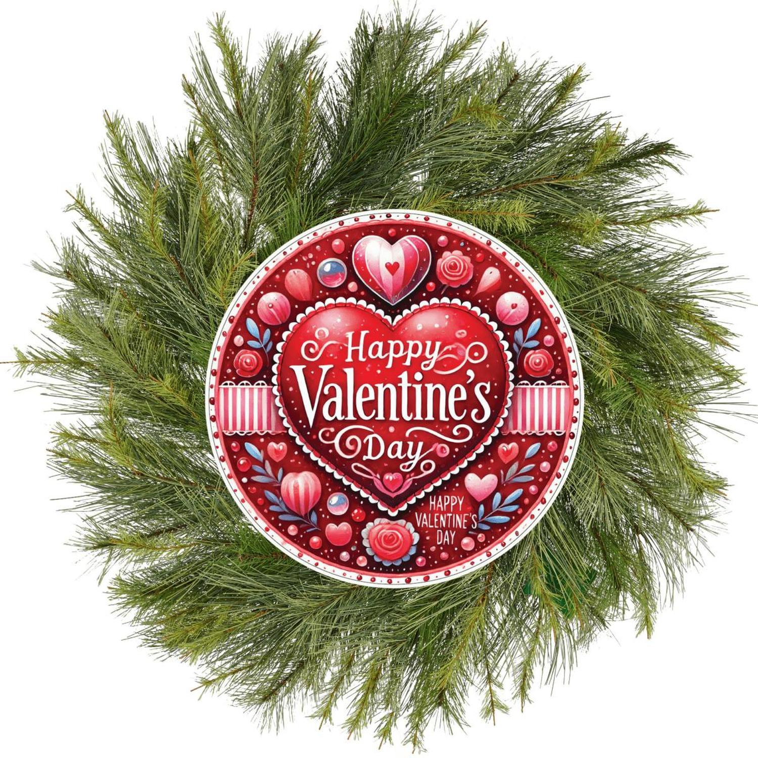 Happy Valentine's Day Floral Round Sign