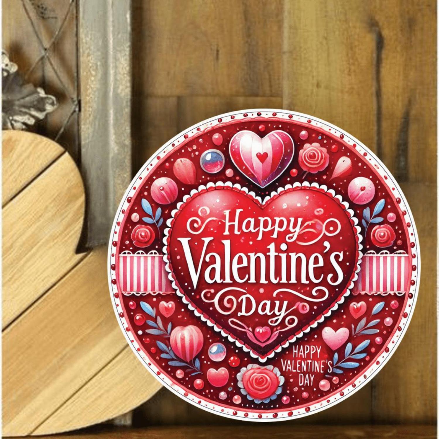 Happy Valentine's Day Floral Round Sign
