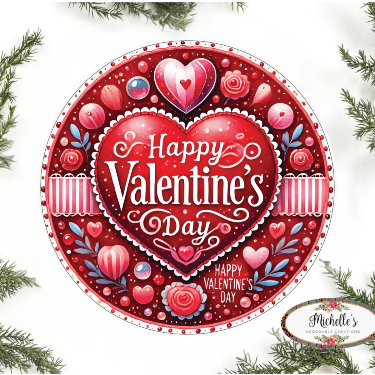 Shop For Happy Valentine's Day Floral Round Sign