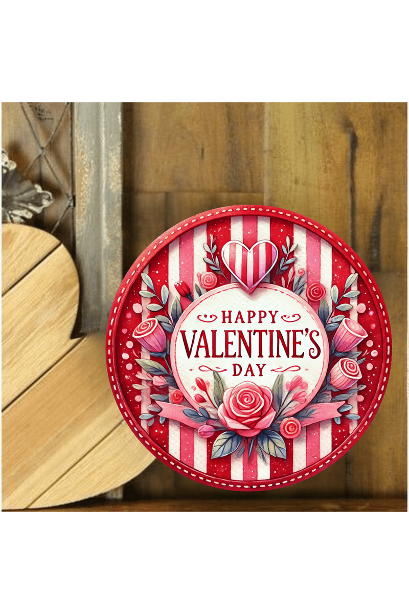 Shop For Happy Valentine's Day Stripes Round Sign