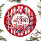 Shop For Happy Valentine's Day Stripes Round Sign