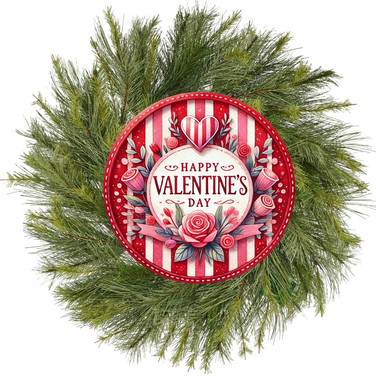 Happy Valentine's Day Stripes Round Sign