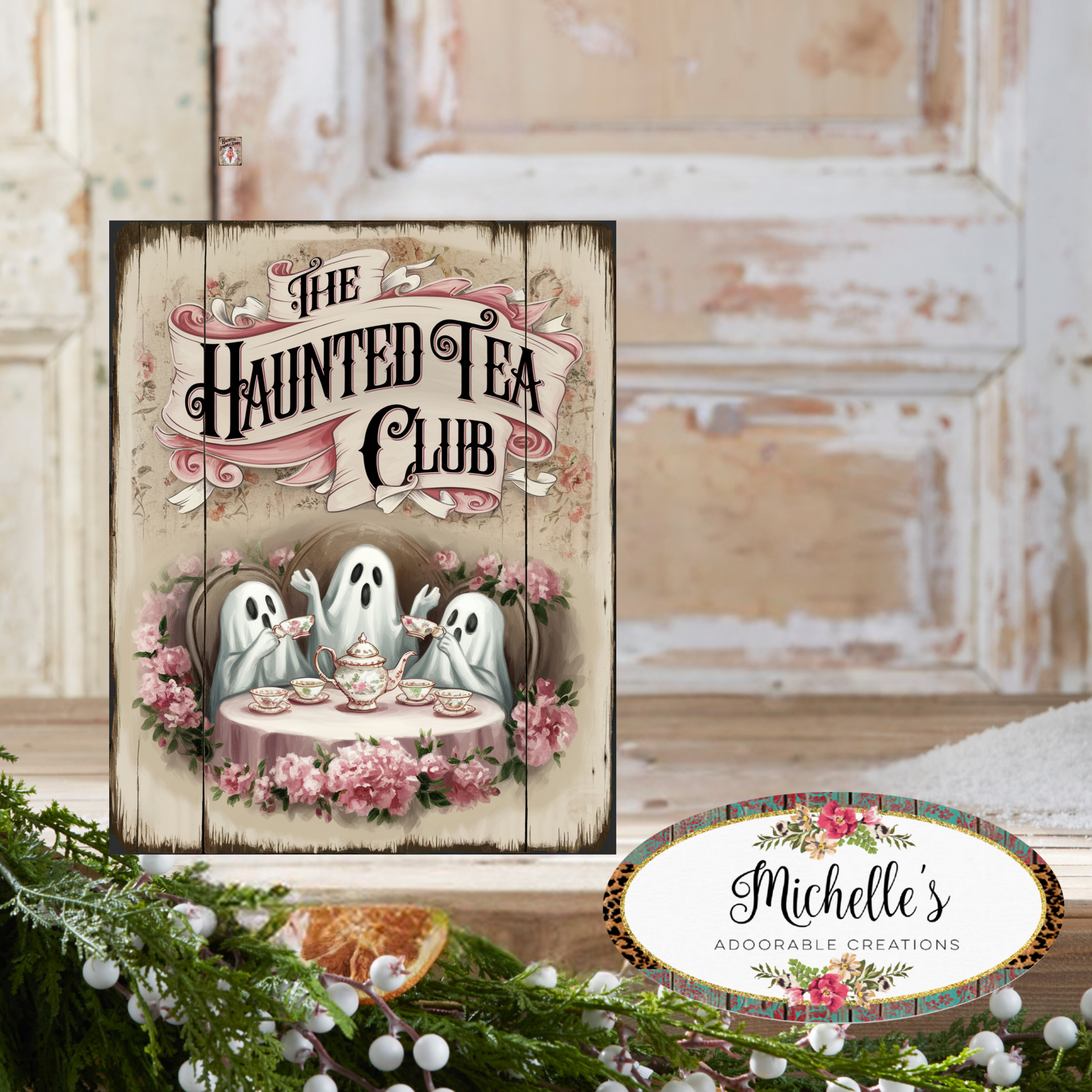 Shop For Haunted Tea Ghost Club Halloween Sign