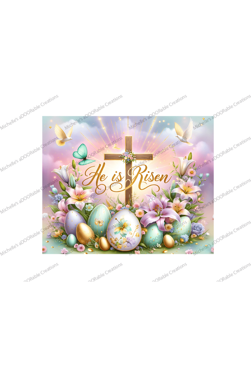 Shop For He Is Risen Cross Easter Eggs Metal Sign