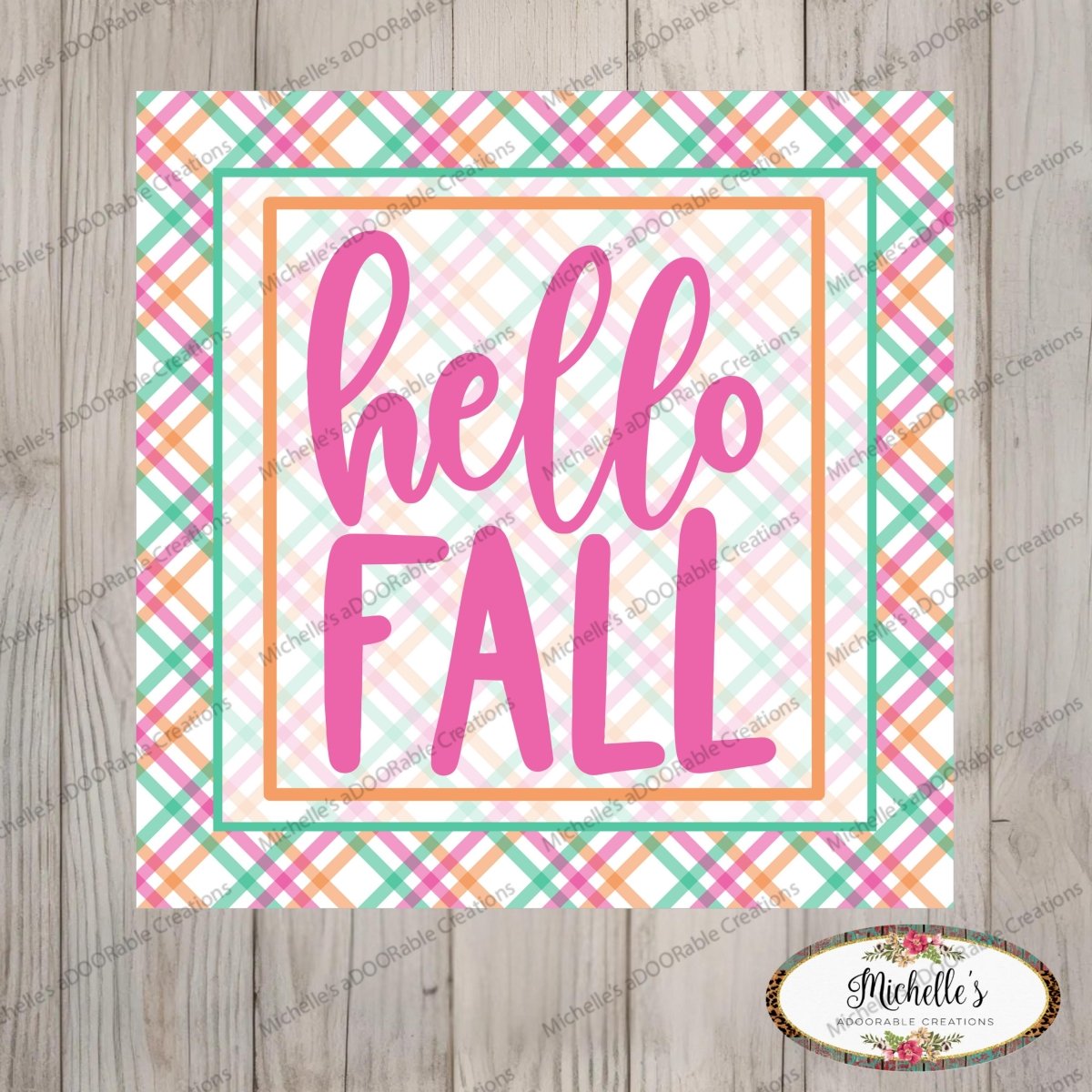 Shop For Hello Fall Pink Plaid Sign