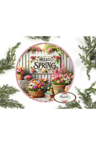 Shop For Hello Spring Pink Floral Metal Sign