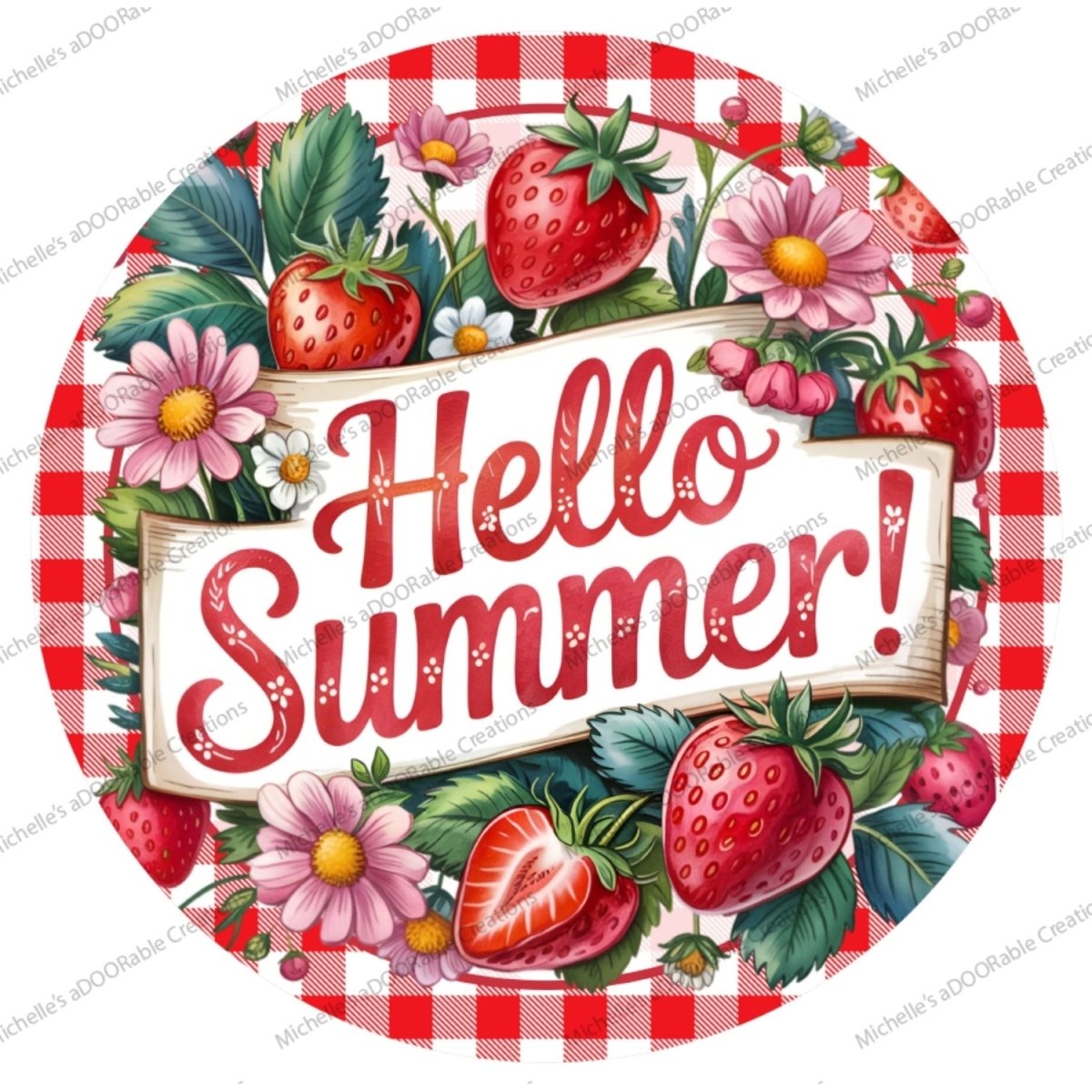 Shop For Hello Summer Strawberry Metal Sign