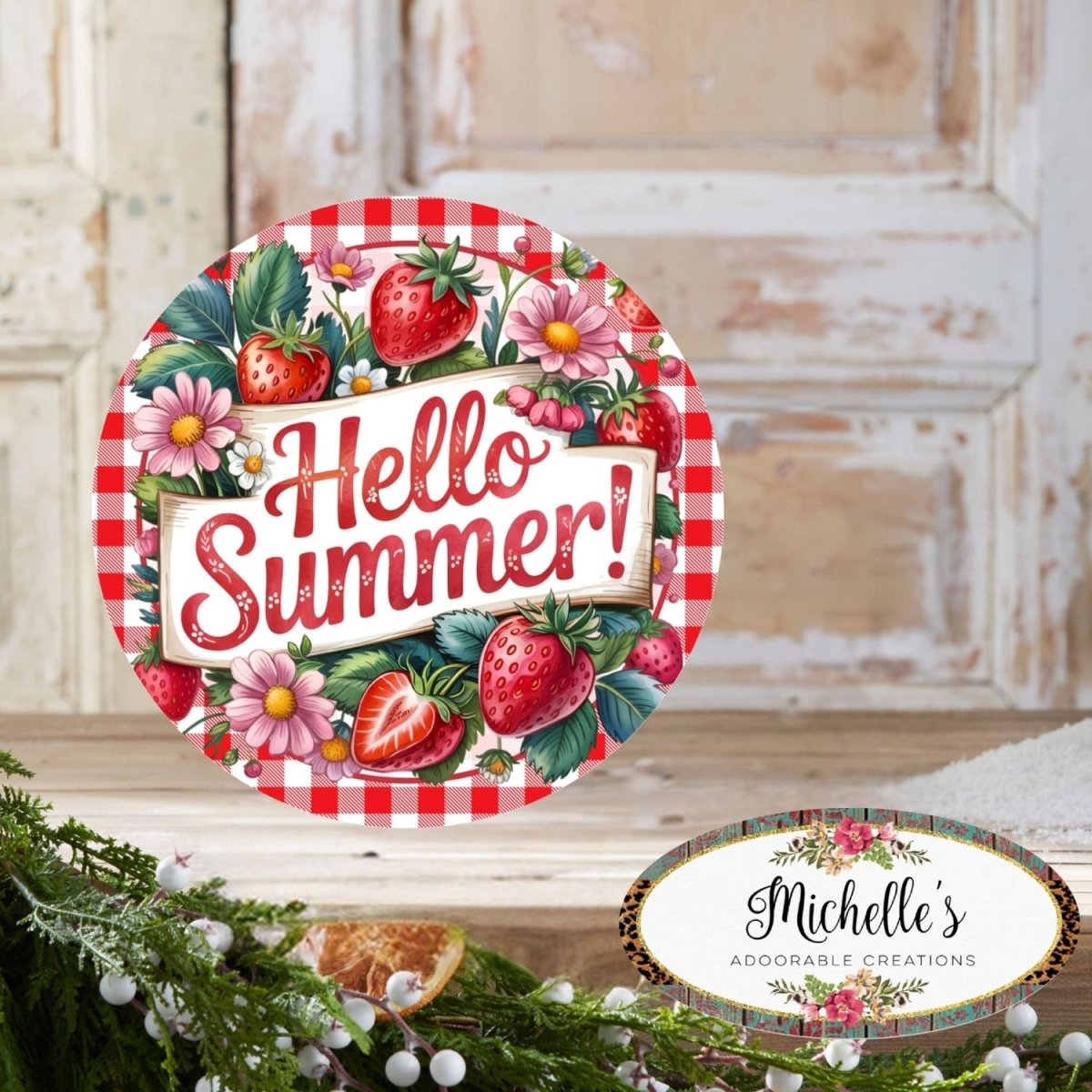 Shop For Hello Summer Strawberry Metal Sign