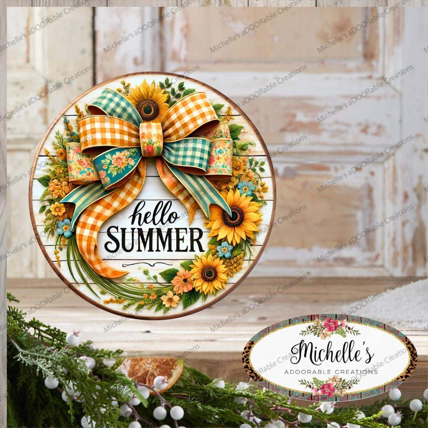 Shop For Hello Summer Sunflower Bow Sign
