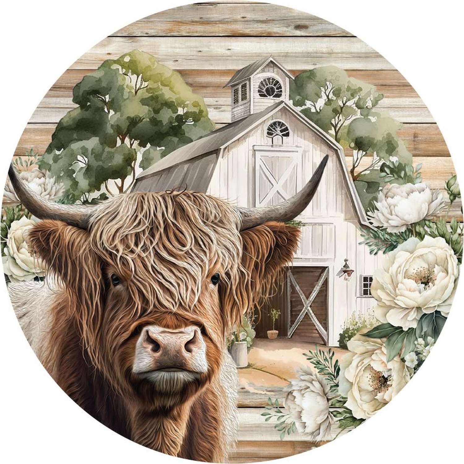 Shop For Highland Cow White Barn Florals Sign