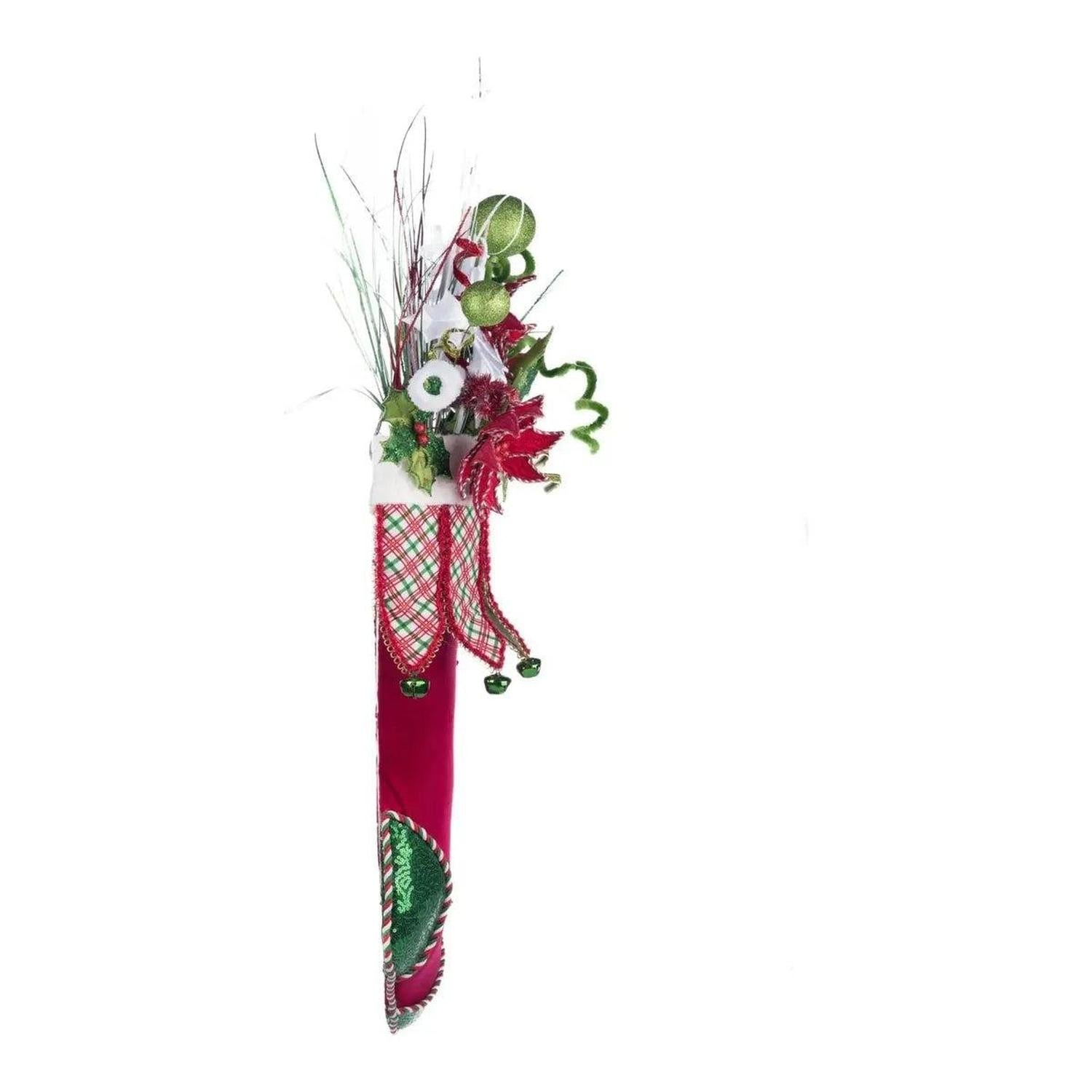Holly Woods Stocking With Floral Wall Piece