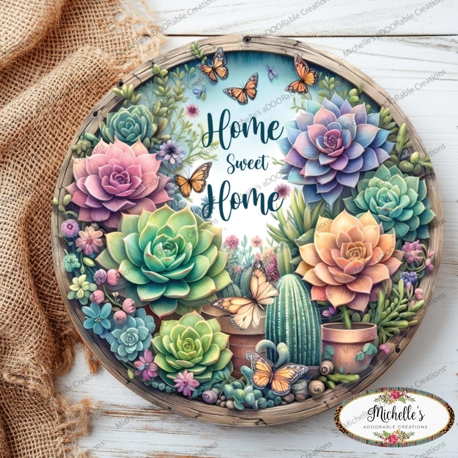 Home Sweet Home Succulent Sign