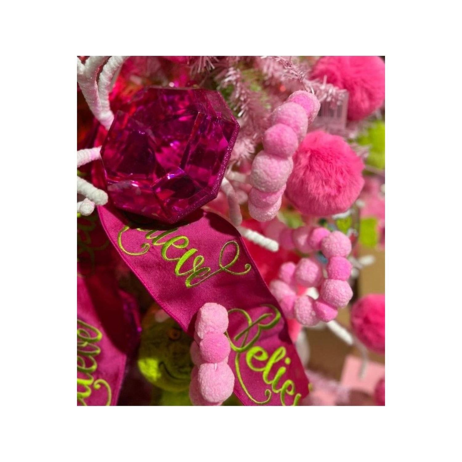 Hot Pink Curly Pom Floral Stem 29"