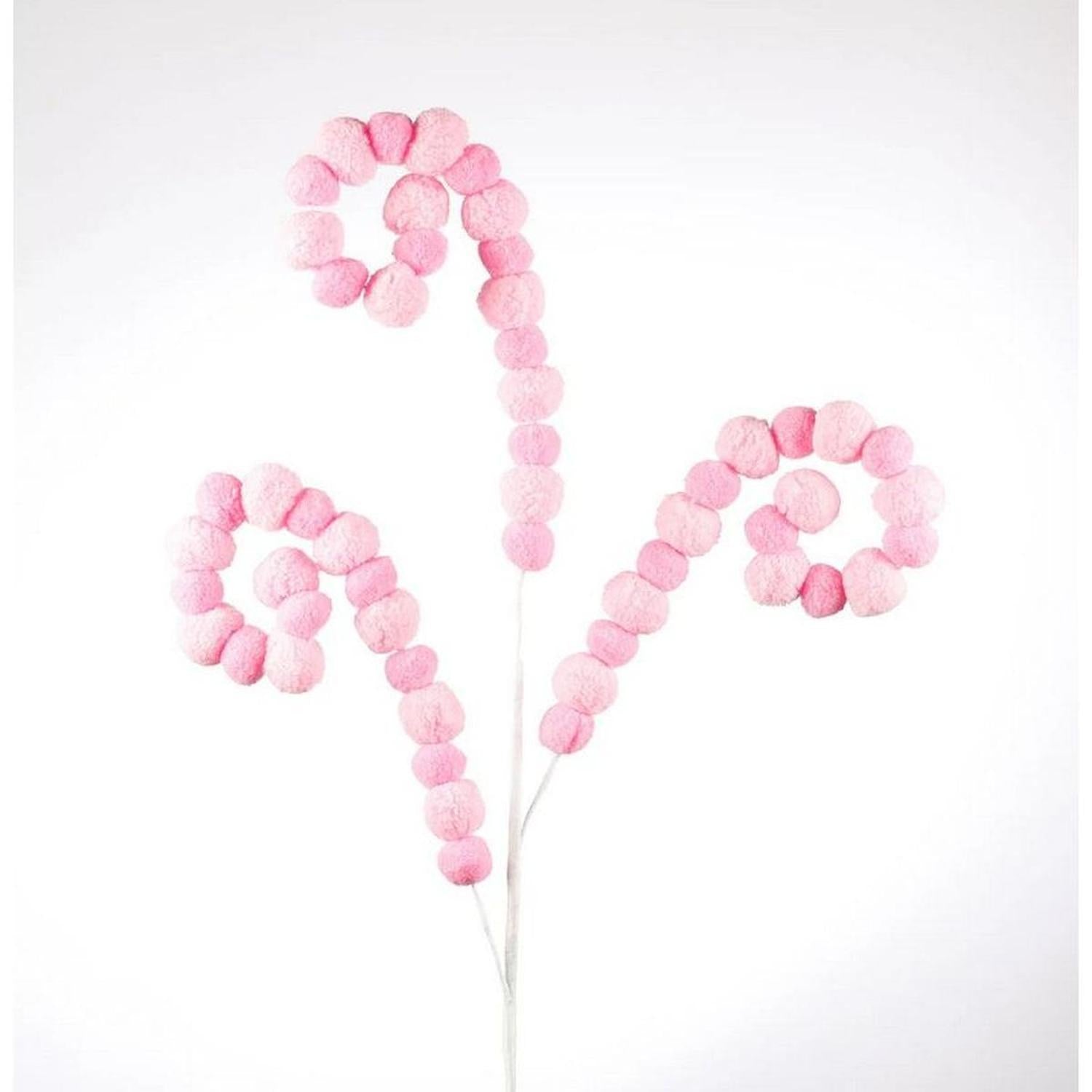 Hot Pink Curly Pom Floral Stem 29"