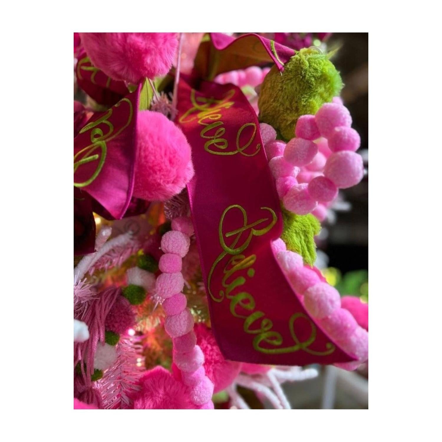 Hot Pink Curly Pom Floral Stem 29"