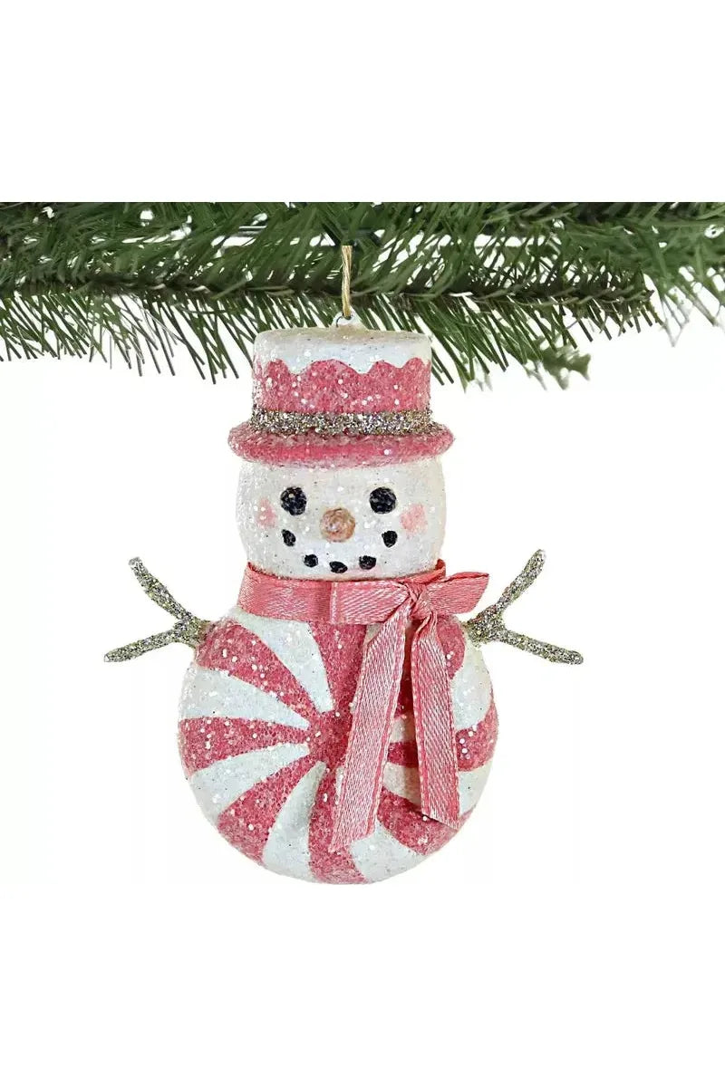 Shop For Hot Pink Peppermint Snowman Ornament at Michelle's aDOORable Creations