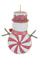 Shop For Hot Pink Peppermint Snowman Ornament at Michelle's aDOORable Creations