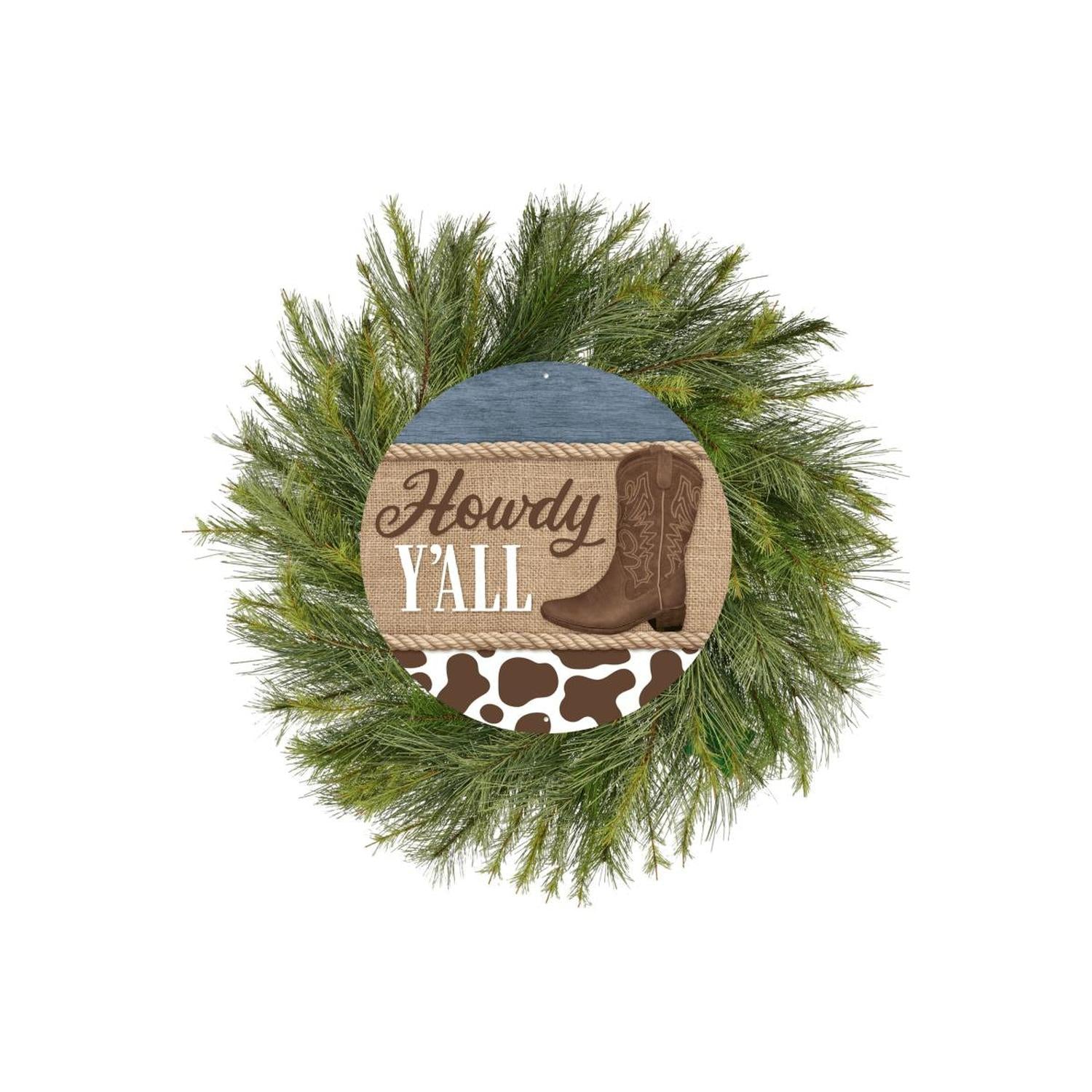 Howdy Y'all Cowboy Sign: Brown