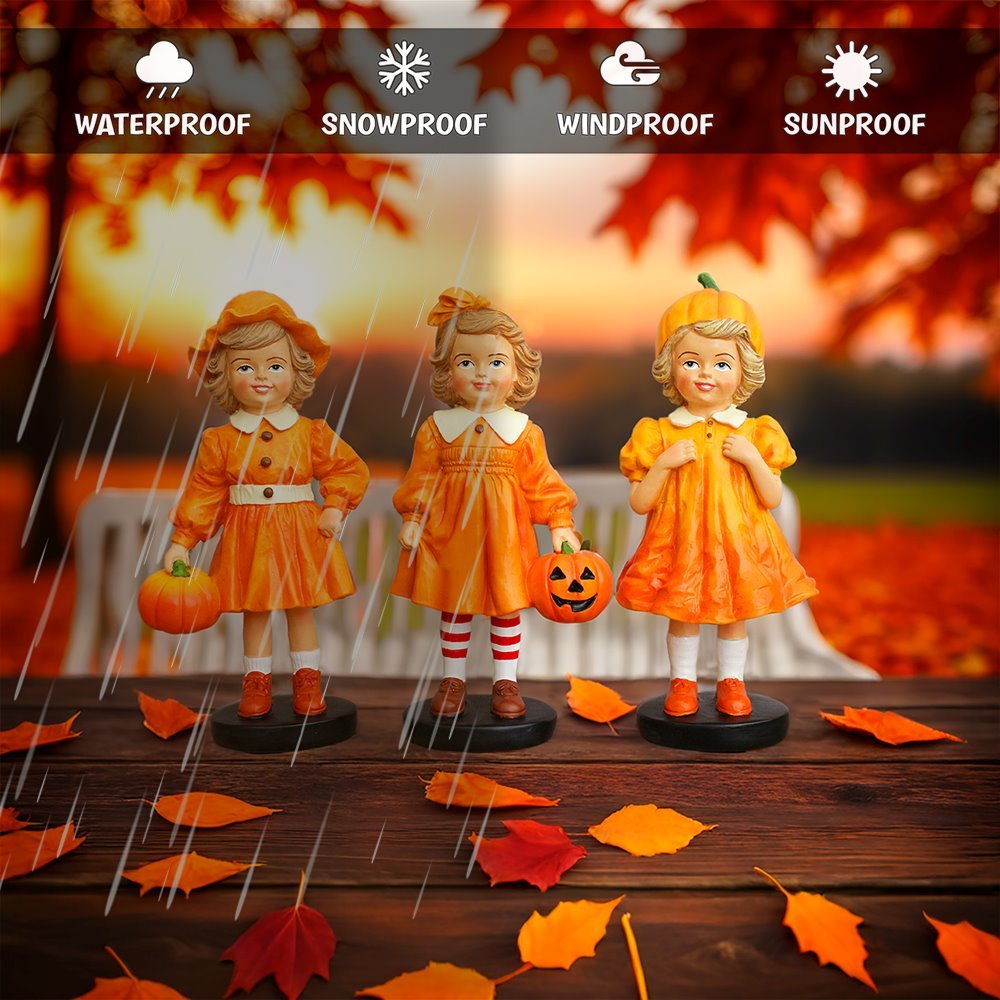 Shop For Inviting Pumpkin Girl Trio Set of Figurines, 6" Victorian Autumn Fall and Halloween Table Decoration