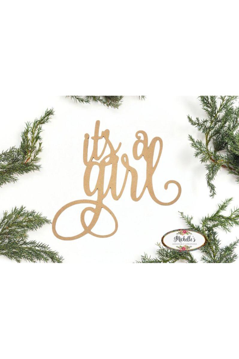 Shop For It's a Girl Script Word Wood Cutout - Unfinished Wood at Michelle's aDOORable Creations