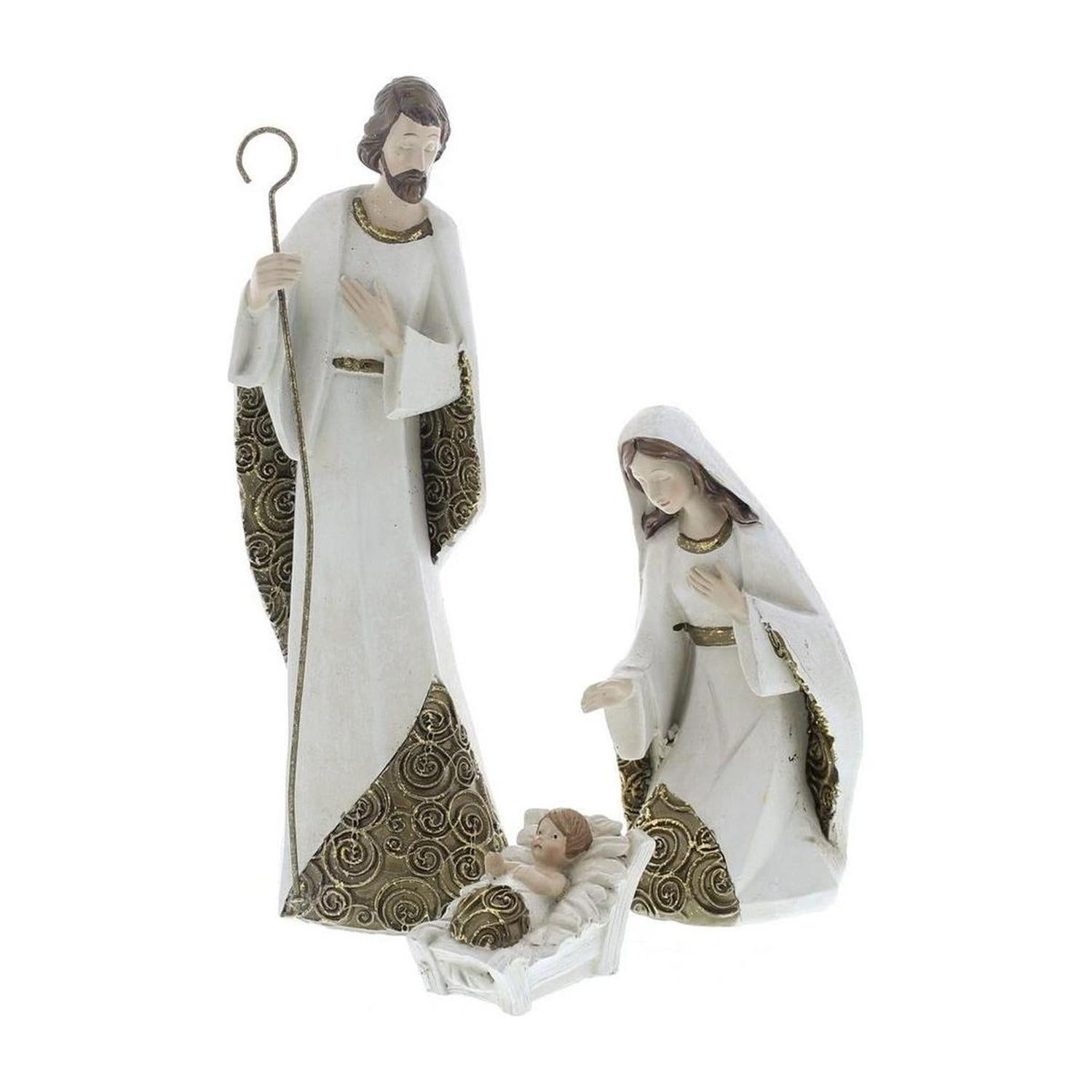 Ivory and Gold Nativity Set
