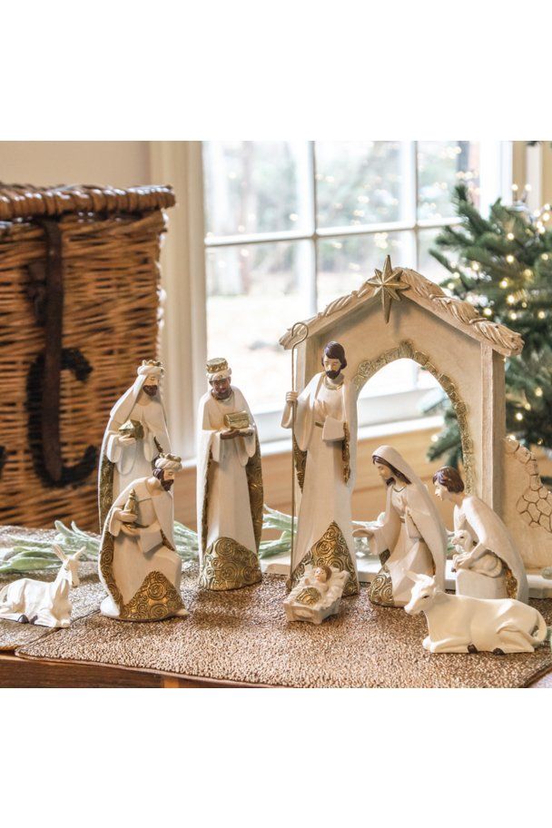 Shop For Ivory and Gold Nativity Set at Michelle's aDOORable Creations