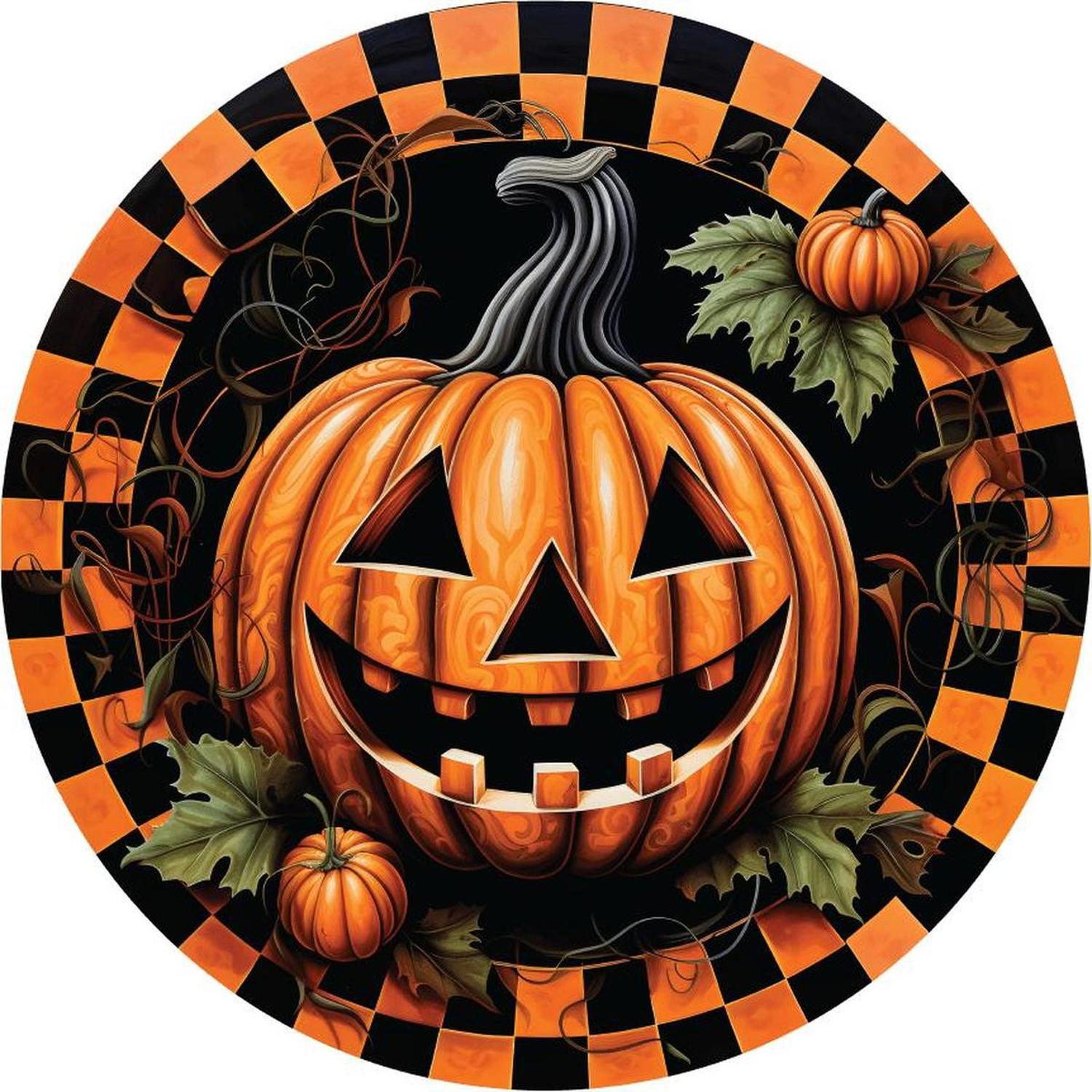 Shop For Jack O Lantern Checkered Pumpkin Sign