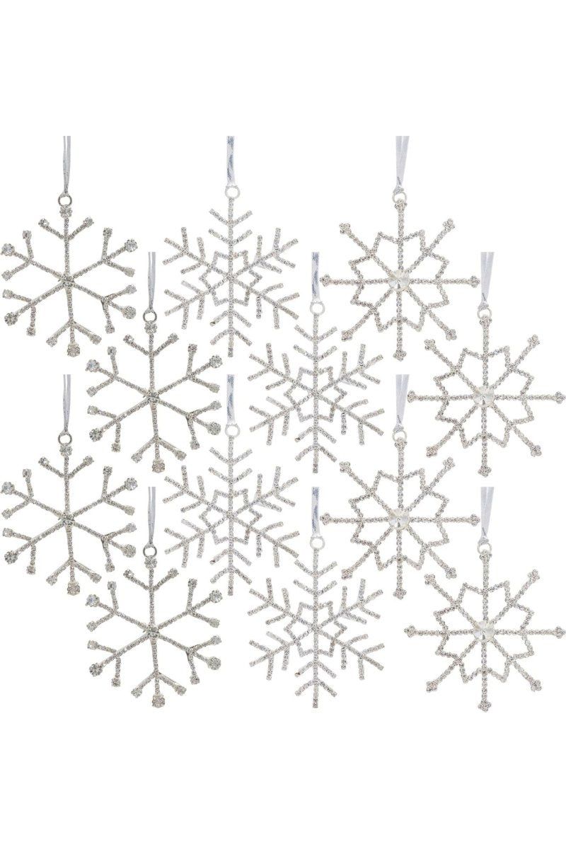 Shop For Jeweled Metal Snowflake with Ribbon Hanger (Set of 12) at Michelle's aDOORable Creations