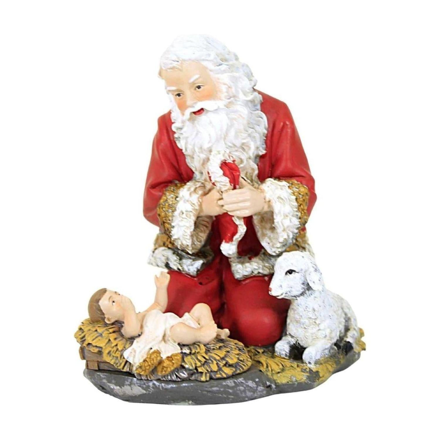 Kneeling Santa With Lamb Figure