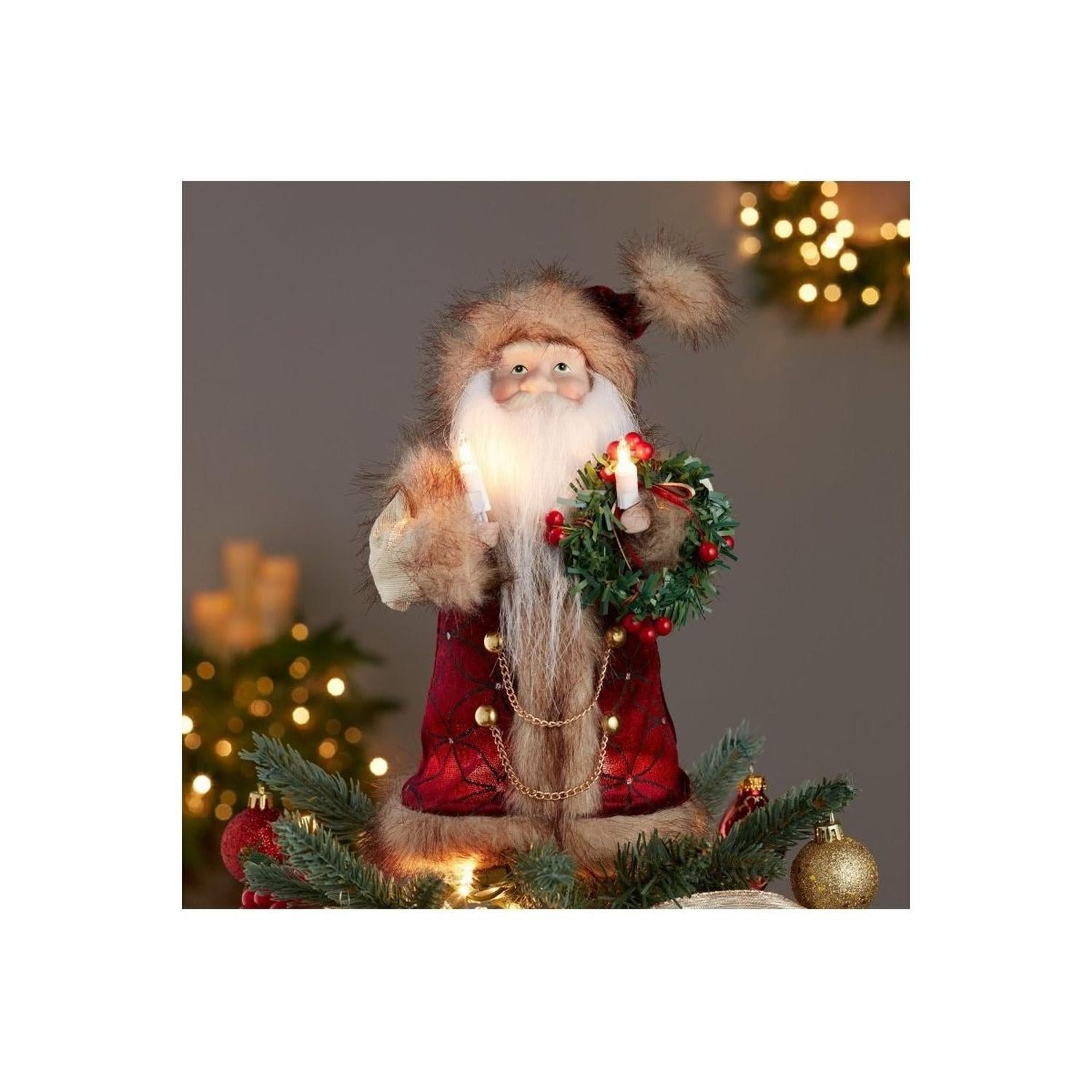 Shop For Kurt Adler 10" Burgundy and Brown Santa Treetop