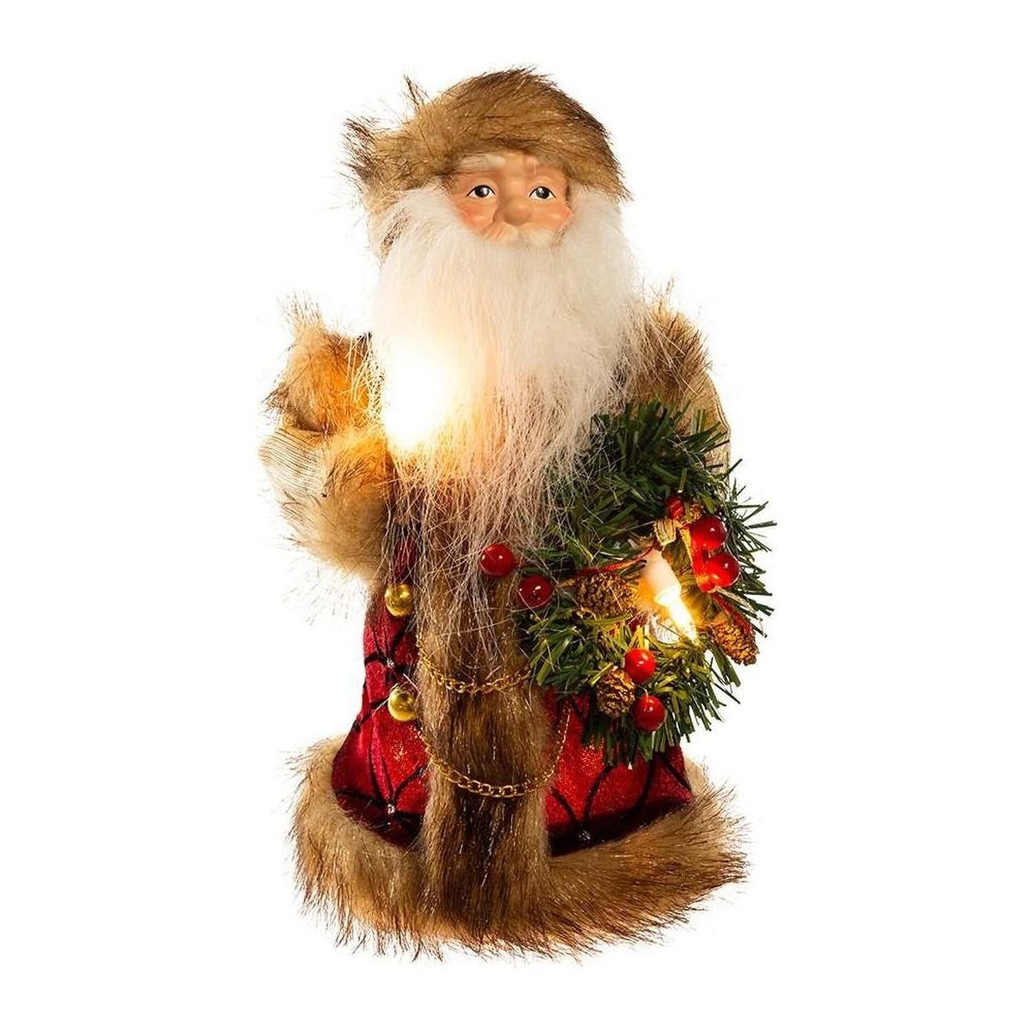 Kurt Adler 10" Burgundy and Brown Santa Treetop