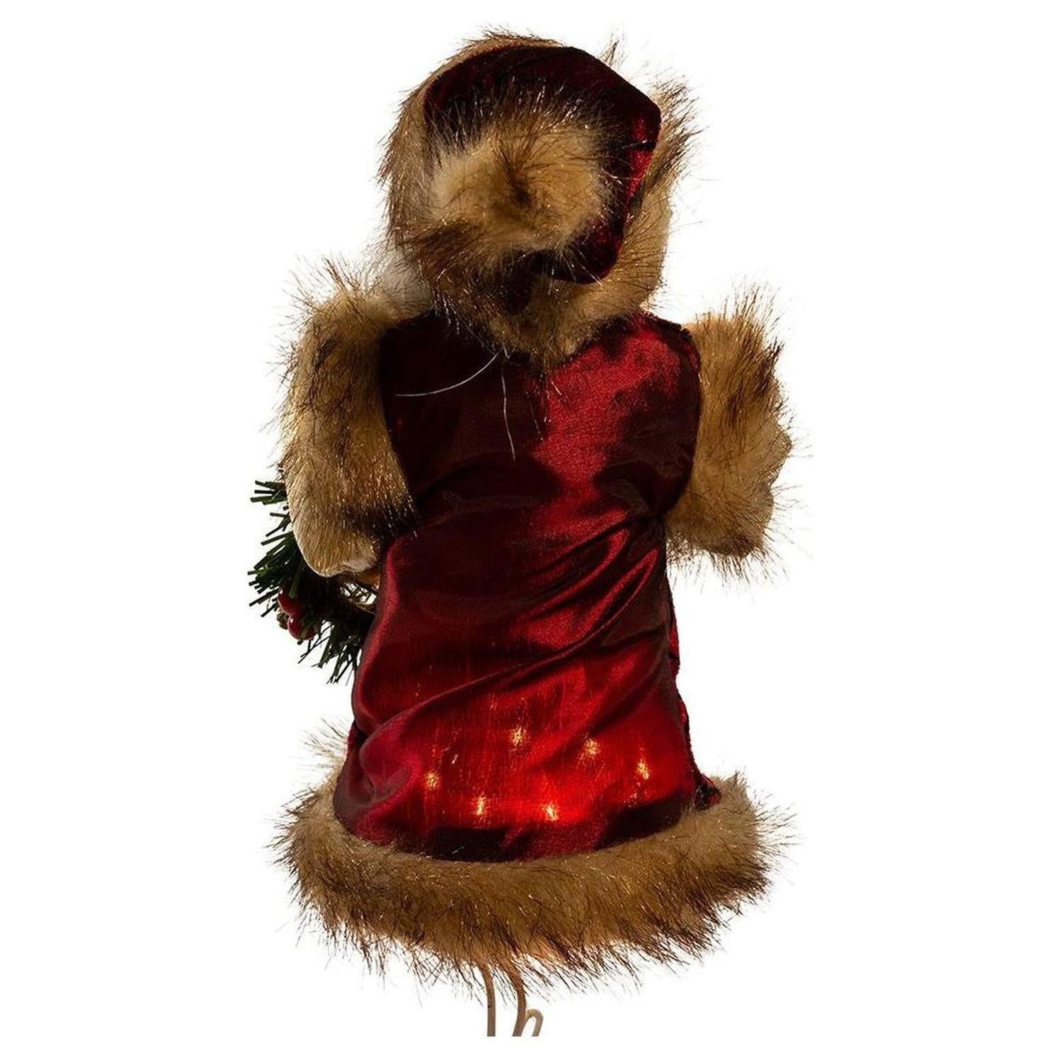 Kurt Adler 10" Burgundy and Brown Santa Treetop