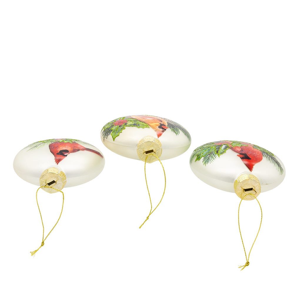 Shop For Kurt Adler 100MM Glass Cardinal Flat Ball Ornaments, (Set of 3)