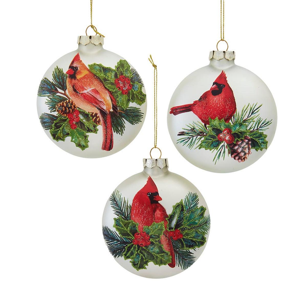 Shop For Kurt Adler 100MM Glass Cardinal Flat Ball Ornaments, (Set of 3)