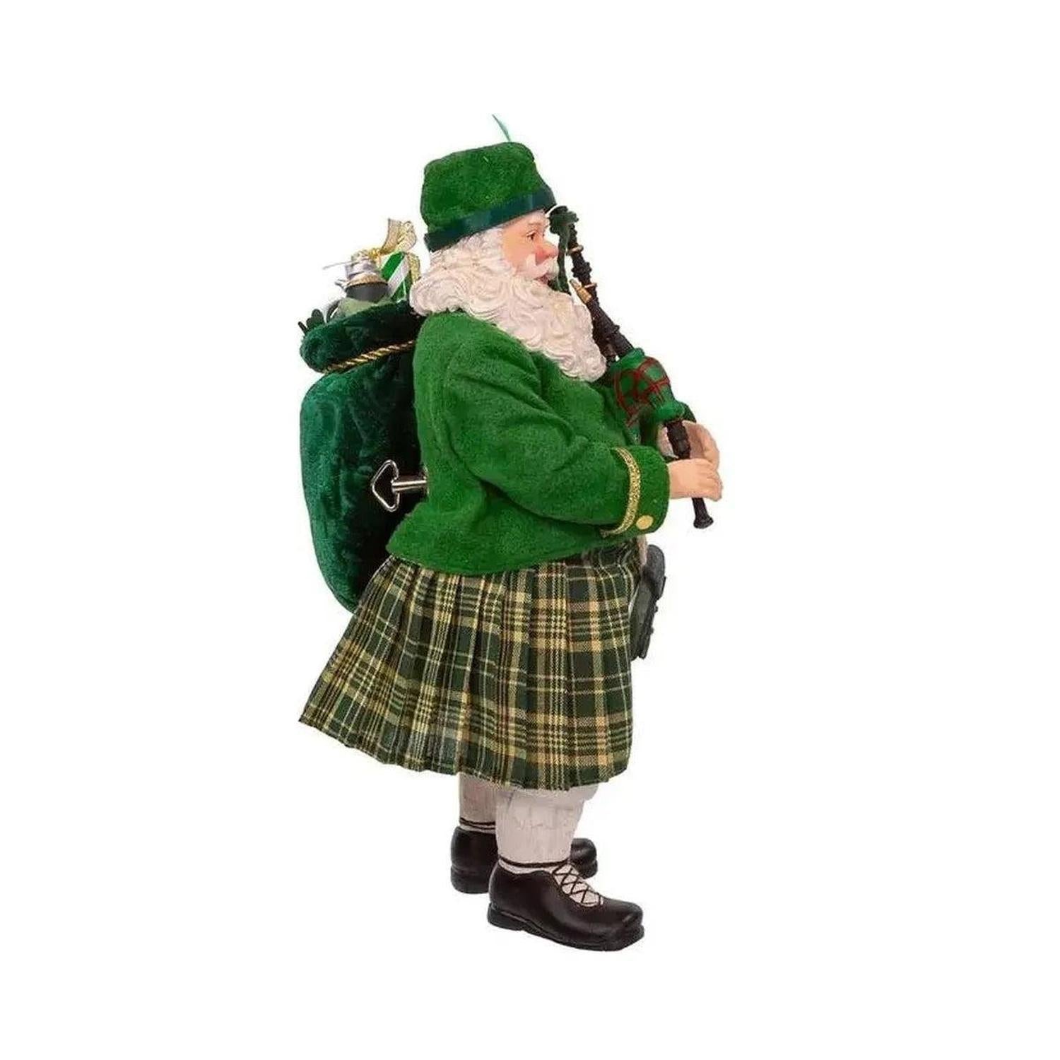 Kurt Adler 10.5" Fabriché™ Musical Irish Bagpiper Santa