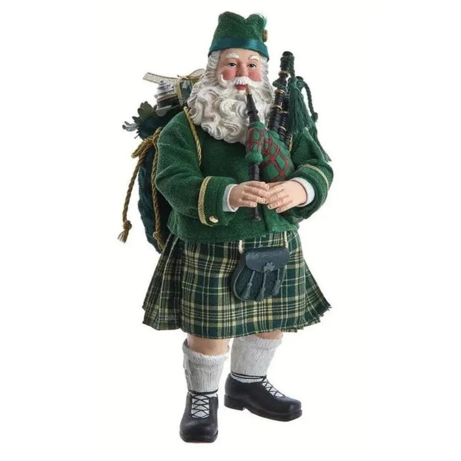 Kurt Adler 10.5" Fabriché™ Musical Irish Bagpiper Santa