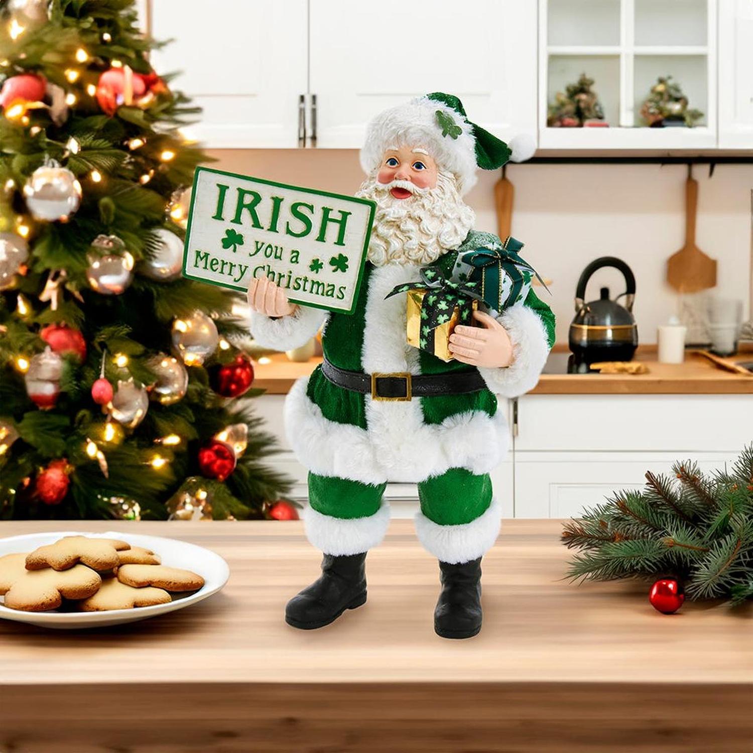 Kurt Adler 10.5-Inch Fabriché Musical Irish Santa