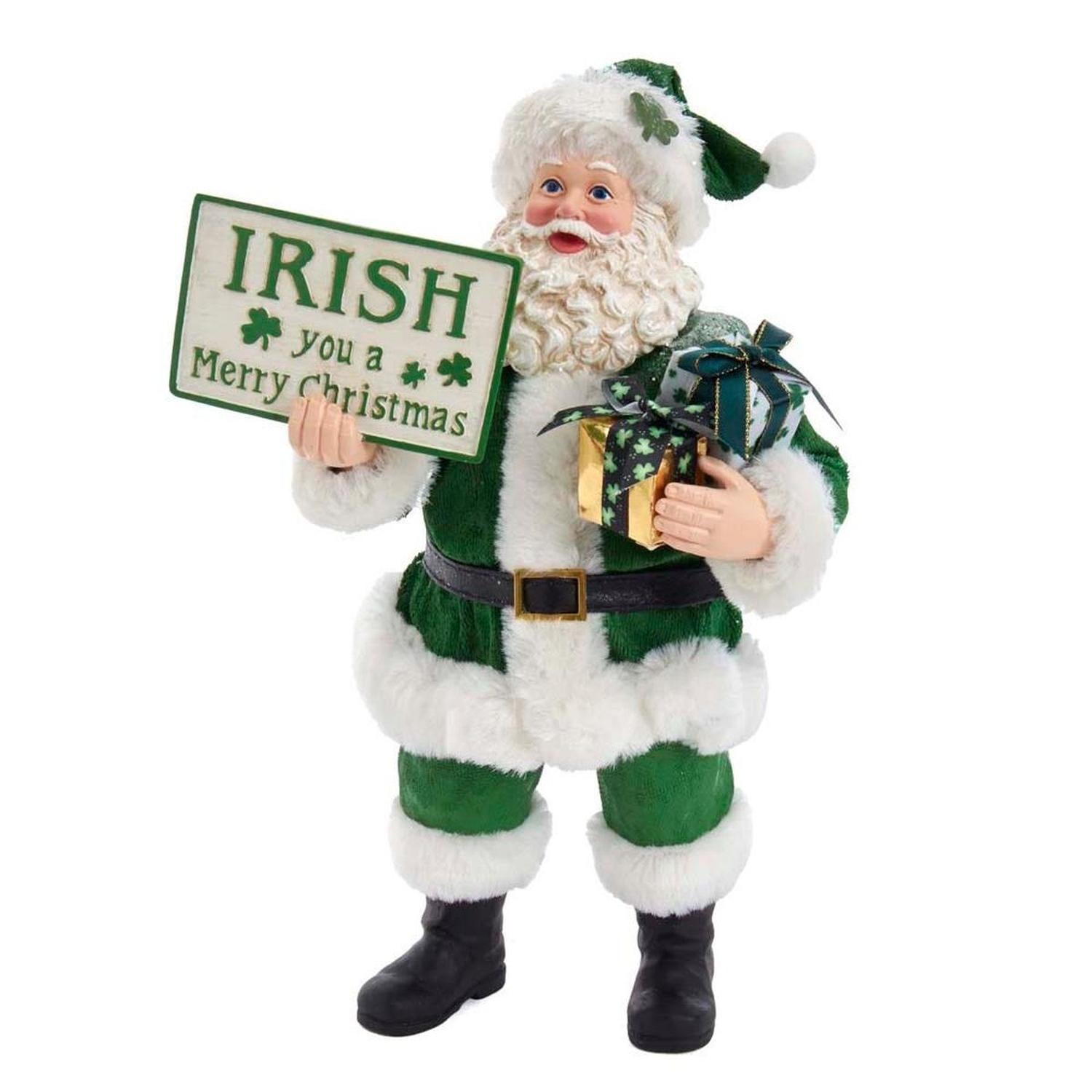 Kurt Adler 10.5-Inch Fabriché Musical Irish Santa