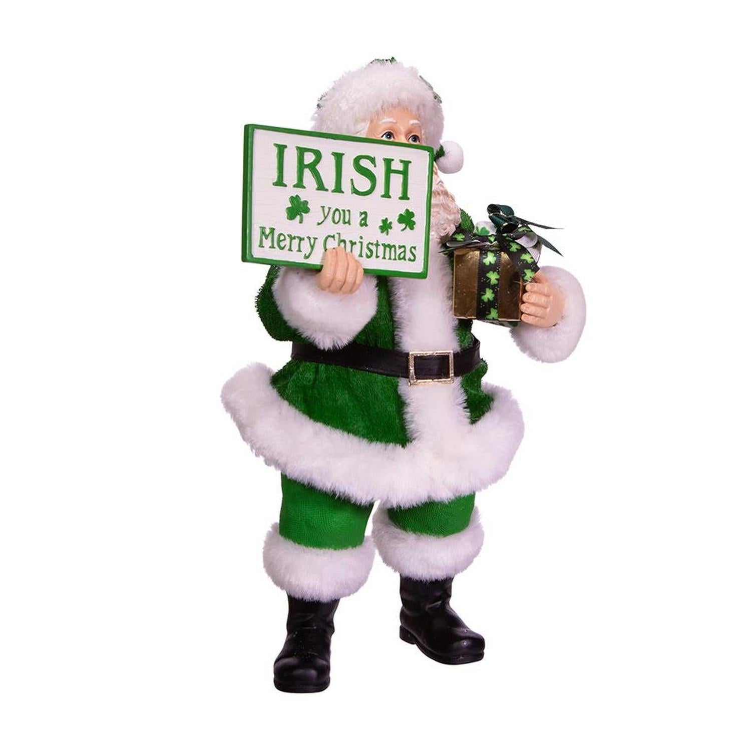 Kurt Adler 10.5-Inch Fabriché Musical Irish Santa