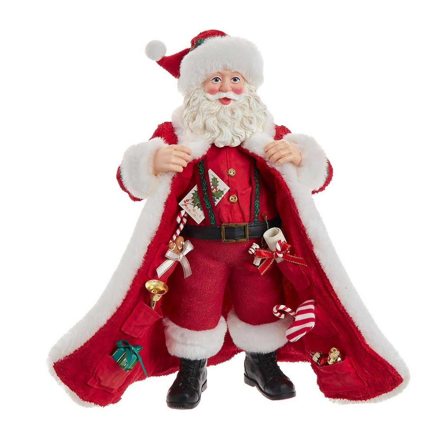 Kurt Adler 10.5-Inch Fabriché Santa with Gifts in Pocket