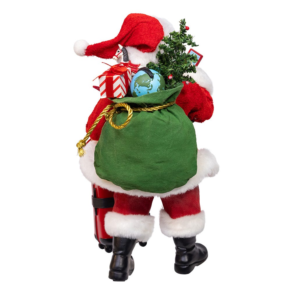 Shop For Kurt Adler 10.5 - Inch Fabriché Santa with Red Luggage, 2 - Piece Set